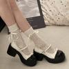 Thick-soled Heightening Mary Jane Shoes Women's Single Shoes Summer New French Small Fragrant Style Thick Heel with Skirt JK Small Leather Shoes