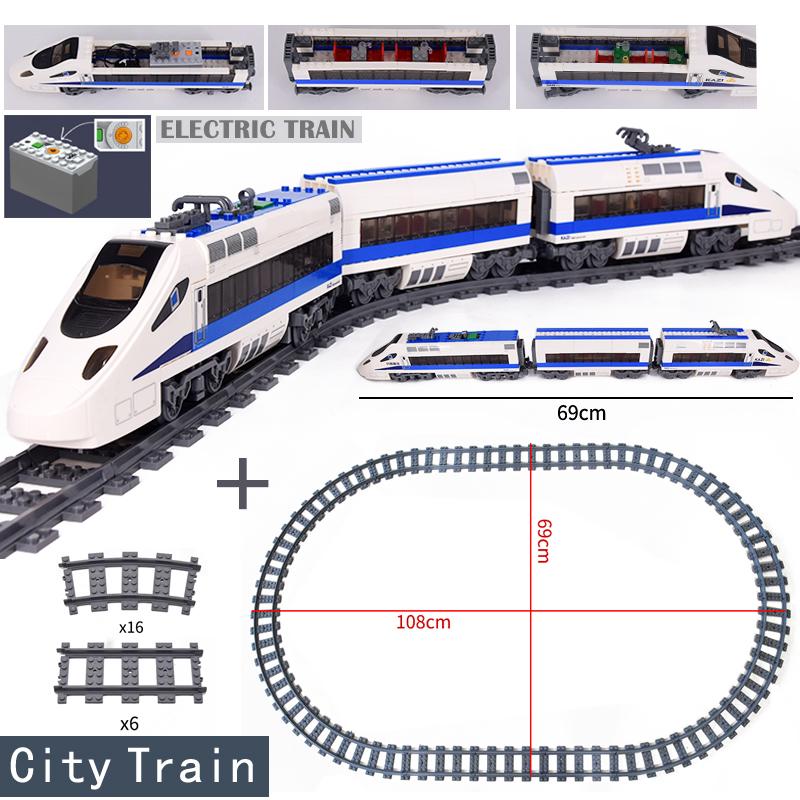 City Trains Flexible Tracks Forked Straight Curved Rails Switch Building Blocks Creative Toys for Kids Gifts
