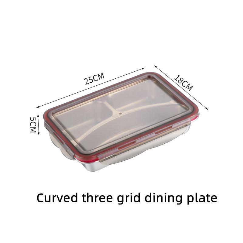 304 Stainless Steel Bento Lunch Box With PP Lid,Sealed Compartments Adult Lunch Box,Children's Student Kindergarten Meal Plate