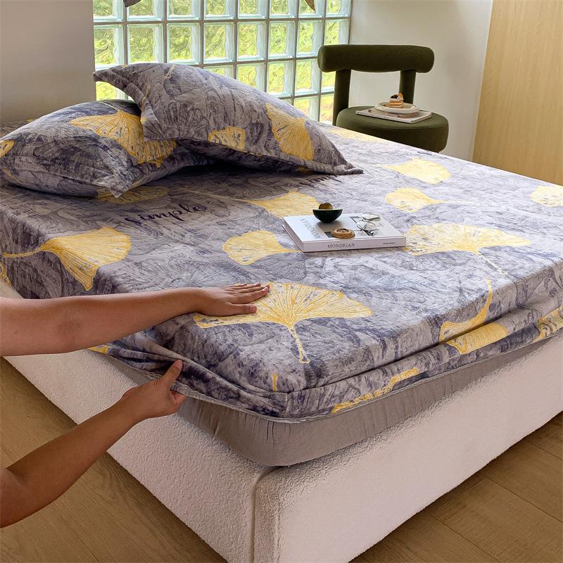New A-class Milk Fleece Bed Sheet Thickened Warm Mink Fleece Mattress Cover Fully Wrapped
