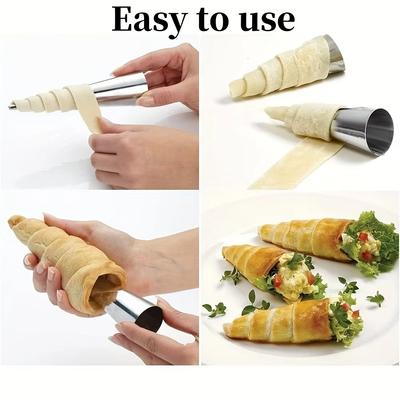 5/10 Adet Pişirme Külahları Paslanmaz Çelik Spiral Kruvasan Tüpleri Kremalı Kornet Ekmek Hamur İşi Kek Kalıbı Kurabiye Tatlı Mutfak Pişirme Aleti