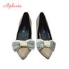 Fashion Aphixta Fashion Bling Crystal Bow 7cm Heels Pumps Women Butterfly-knot Pointed Toe Flock Suede Shoes Super Big Size 35-53