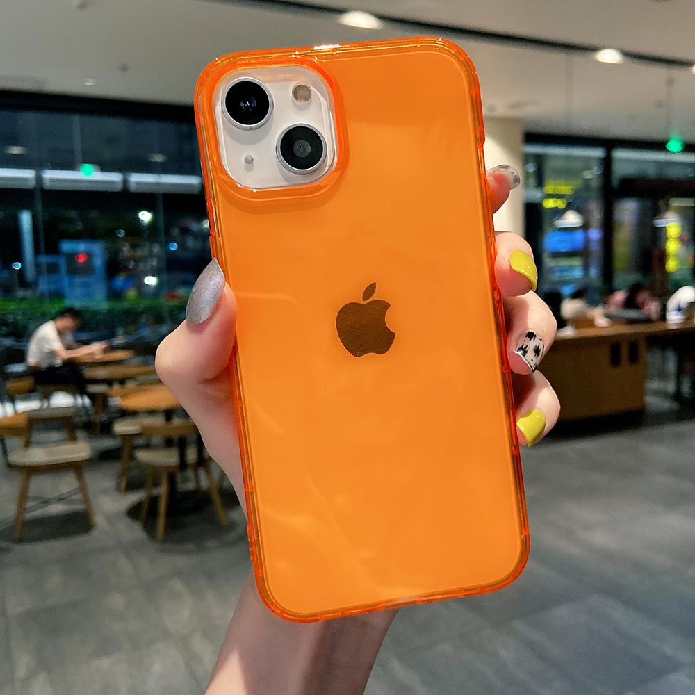 Ins Neon Fluorescent Color Clear Phone Case For iPhone 17 16 15 14 Pro 11 12 13 Pro Max XR XS 8 Plus Soft Shockproof Cover Coque