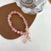 Romantic Pink Crystal Stone Bracelet Strand Bracelets For Women Charming Imitation Pearl Drop Bracelet For Picnics Party