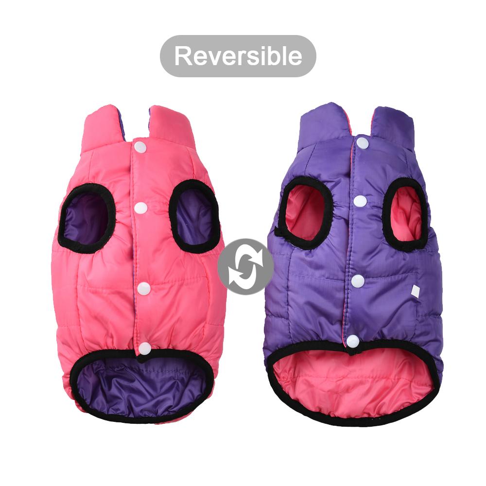 Waterproof Warm Dog Clothes For Small Medium Dogs Cat Reversible Winter Pet Jacket Padded Vest Lightweight Puppy Coat Costume