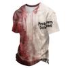 Men's Halloween V-Neck Short Sleeve T-Shirt, Lightweight Breathable Casual Print Tee, Fun Holiday Top for Costume Party