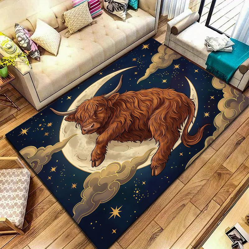 Moon animal cloud Pattern Square Carpet,Area Rug,Carpet Rug for Living Room Bedroom Sofa Playroom Decor,Non-slip Floor Mat,Holiday Birthday Gifts