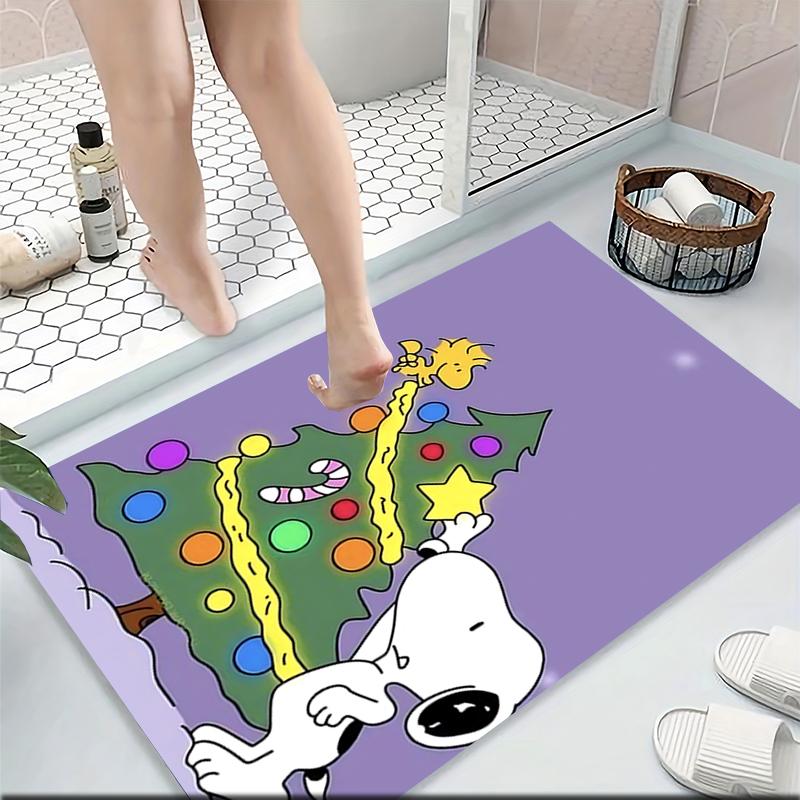 Snoopy Christmas Tree Carpet Rug Soft Washable Anti Slip Home Living Room Sofa Mats Personalized Christmas Rug
