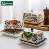 Estilo Pastoral Cerâmica Recipiente para Manteiga Caixa Restaurante Selado Pratos de Armazenamento Prato de Queijo Manteigueira Francesa Utensílios de Mesa