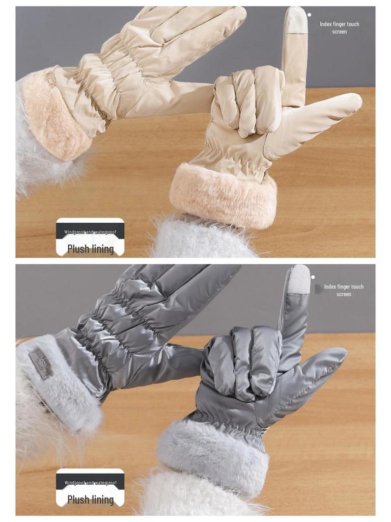 2025 Damen Winter Touchscreen Fahrradhandschuhe - Warm, Winddicht, Samtgefüttert zum Radfahren und für Elektroautos