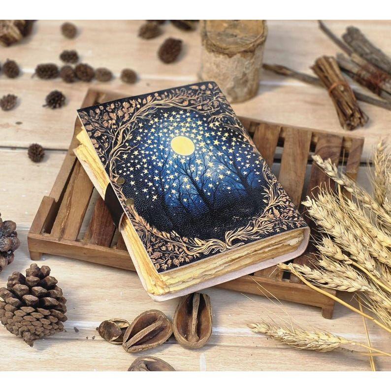 Tree of Life Leather Grimoire Journal: Antique Deckle Edge Paper