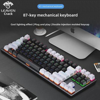 Oyun ve Ofis Kullanımı İçin Mavi Tuşlu 87 Tuşlu RGB Kablolu Mekanik Klavye