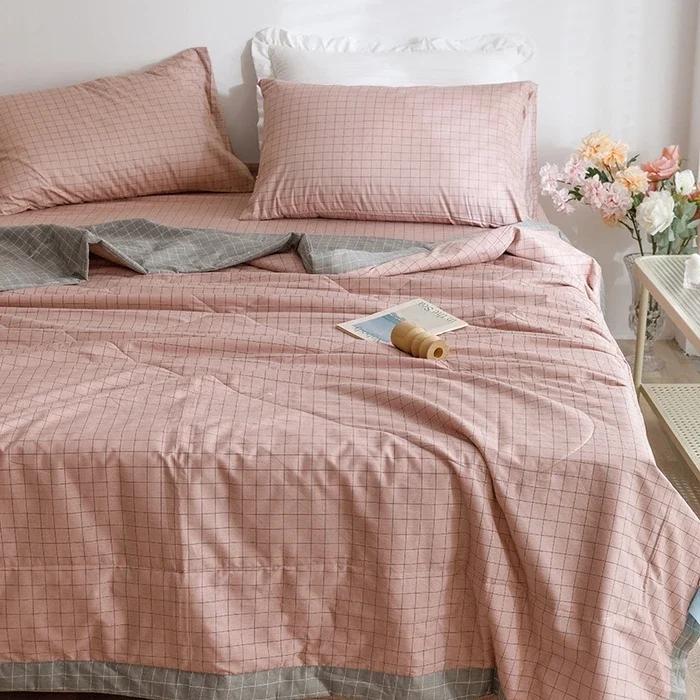 Cotton summer quilt air conditioner Xia Liang quilt pure cotton bed sheet4-piece set dormitory single summer thin quilt washable