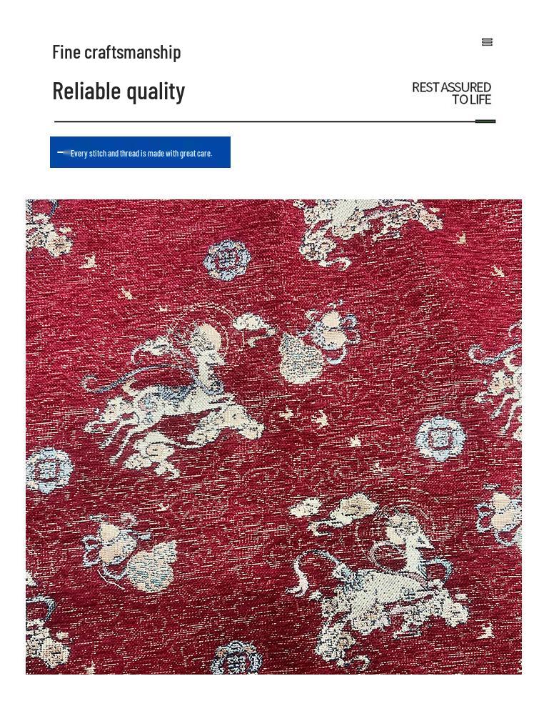 New Chinese Style Yarn-Dyed Chenille Jacquard Fabric for Hanfu Children's Clothing