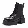 New thick-soled black Martin boots autumn and winter British style thick heel short boots small height-increasing boots