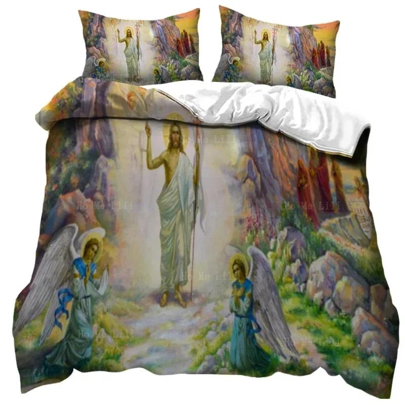 3D Jesus Duvet Cover Christian Sacred Jesus Bedding Set God Bless You Soft Quilt Cover Set KingQueen Size for Adults Women Men