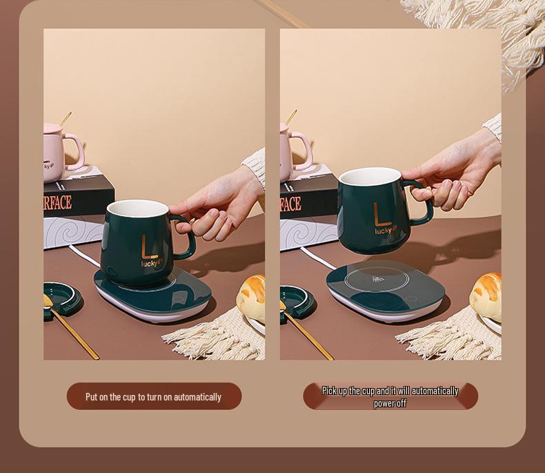 Ceramic 55-Degree Heating Coaster Set - Warm Cup & Milk Warmer Promotional Gift