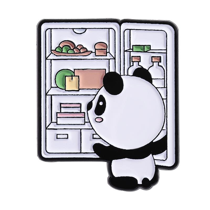 Cute Panda Enamel Pin Creative Panda Listening To Music Cartoon Animal Brooches Lapel Backpack Badge Jewelry Gifts for Friends