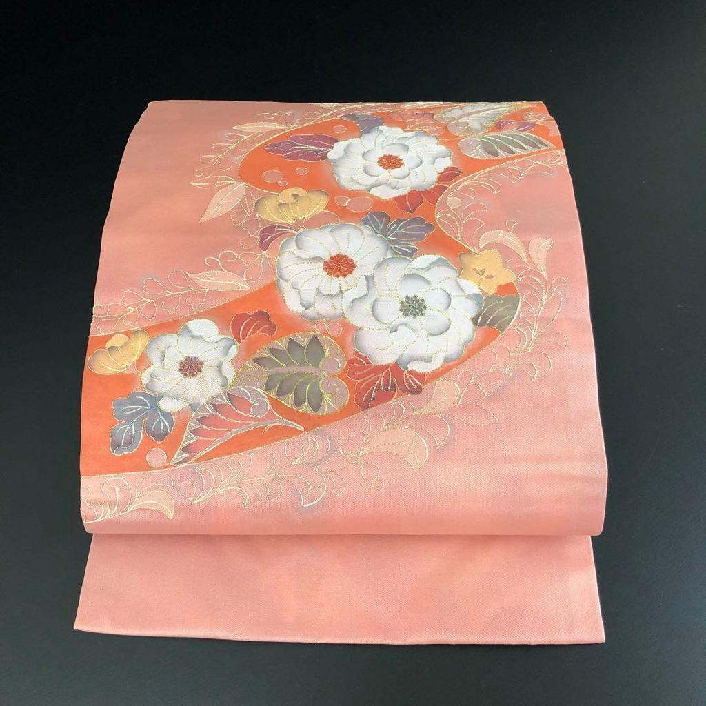 Used SO-562 Nagoya obi Nagoya tailoring Taiko pattern Pure silk Tsujigahana Ginkoma embroidery Luxury