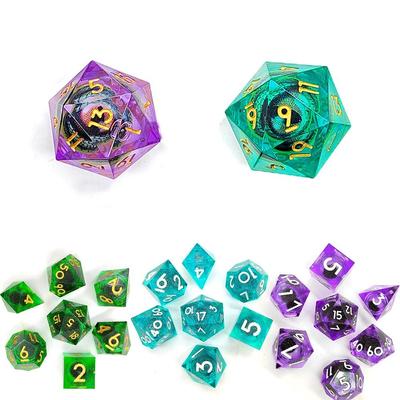 Lot de 7 dés en cristal pour Halloween, jouets de fête, jeu de dés, nouveaux dés en résine, œil de dragon, fête