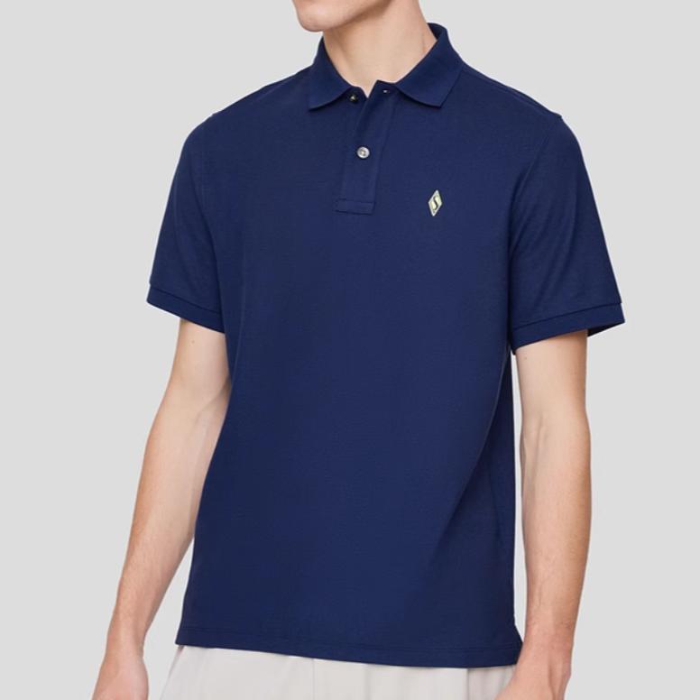 Skechers Solid Color Simple Versatile Casual Sports Polo Shirt Men tops Midnight-Blue L124M057-007D