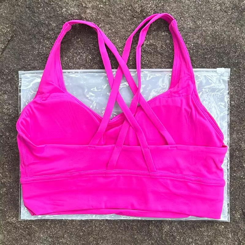 Solid Color Women Cross Back Bra Fitness Underwear Soft Fitness Sport Bra Top Gym Yoga Athletic Workout With Chest Pad