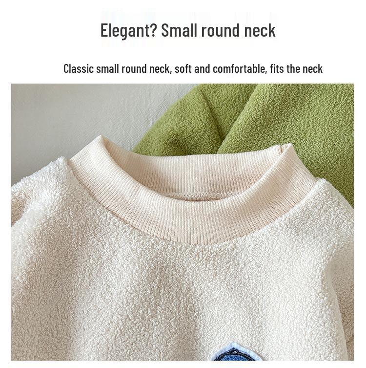 Kids' Korean-Style Velvet Pajama Set for Autumn/Winter - Warm, Double-Sided for Boys & Girls