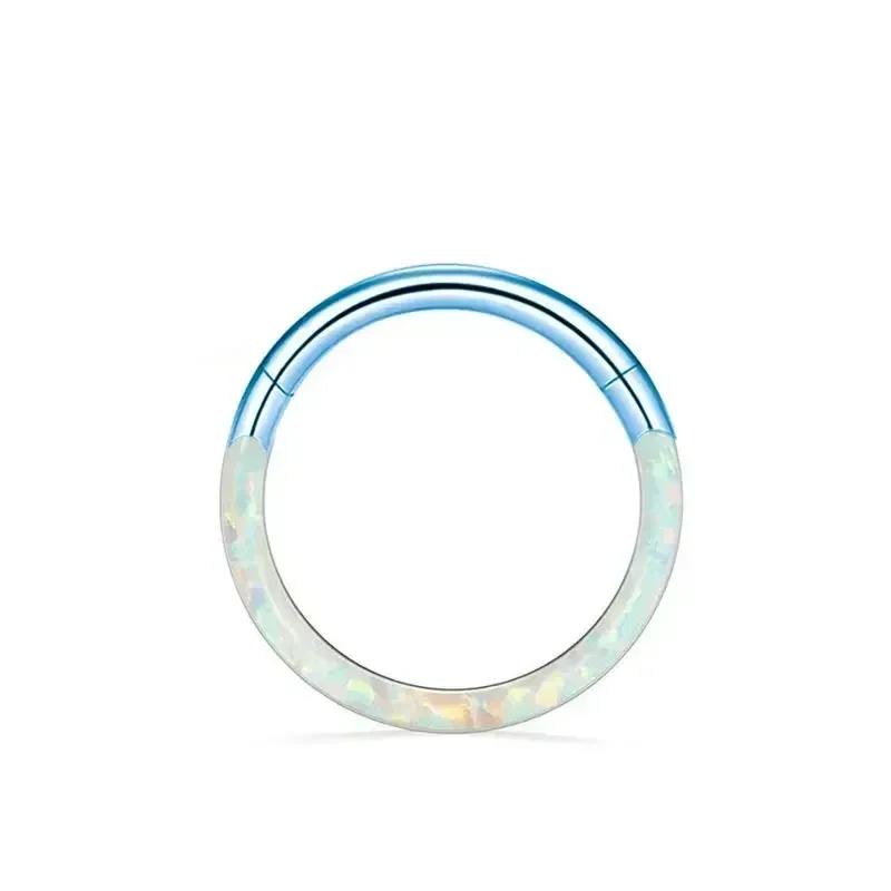 G23 Titanium Septum Piercing Nose Ring Opal Hinged Segment Clicker Ear Cartilage Earring Helix Lip Piercing Anodized Jewelry