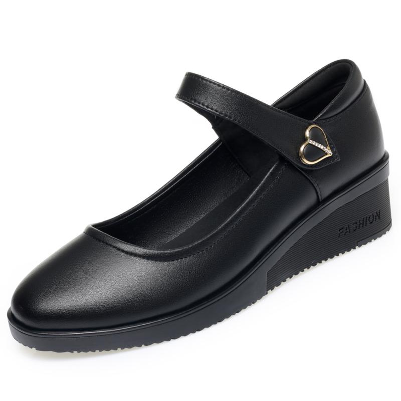 Fashion AIYUQI 2025 new female shoes Thick heel shallow-mouth women's loafers Large size Mary Jane mother leather shoes