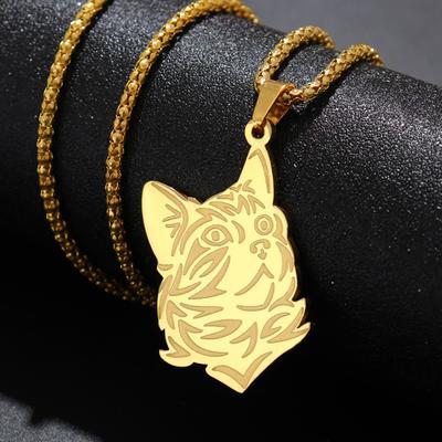 Mode Niedlich Beliebt Haustier Katze Anhänger Einfache Edelstahl Halskette Paar Geschenk Accessoires Choker