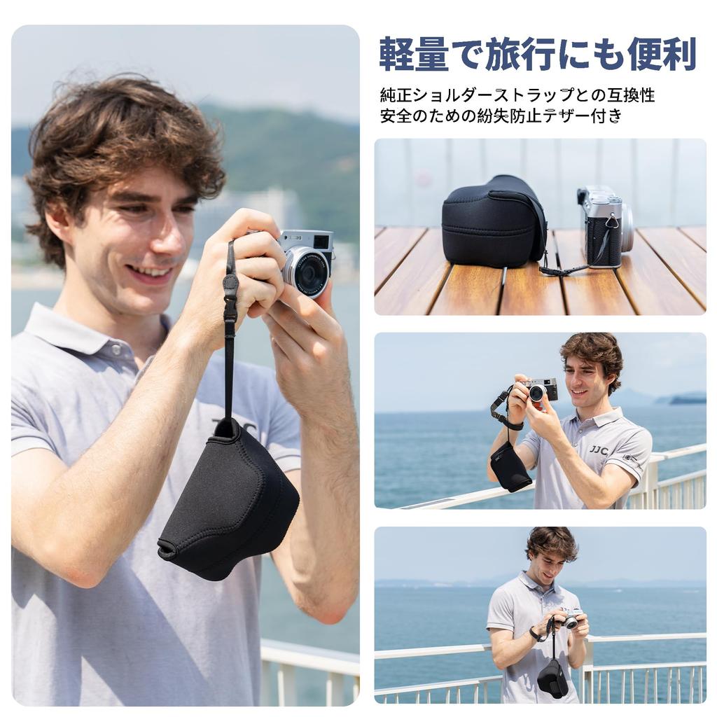 JJC Compact Camera Case/Pouch for Fujifilm X-E5, X100VI, X100V, X100F, X100T, X100S, X100, Compatible with LH-X100 Lens Hood, Includes Strap, Portable