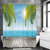 Ocean Wood Panel Palm Leaf Shower Curtain, Bathroom Decorative Shower Curtain, Waterproof Shower Curtain with Hooks