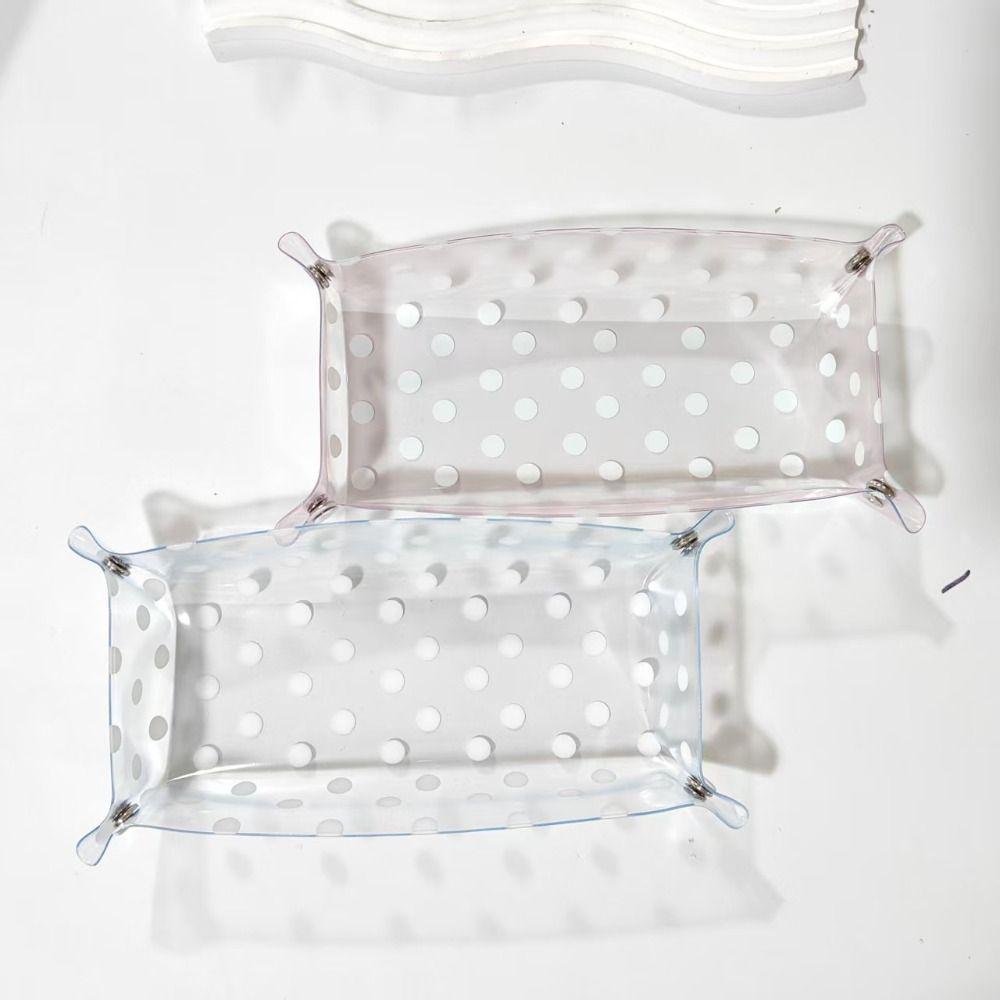 Multi-functional Polka Dot Design Storage Tray Large Capacity Folding Desk Organizer Storage Box Office Study
