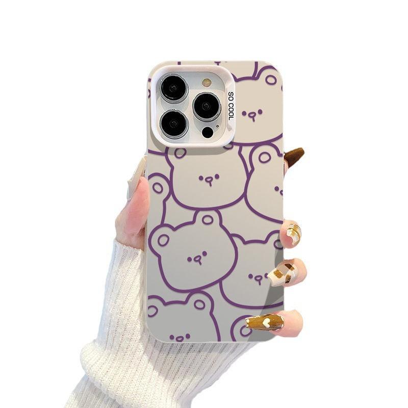 Apple 15Promax color silver 14/13/12 new creative line bear color silver mobile phone case 11pro/xs