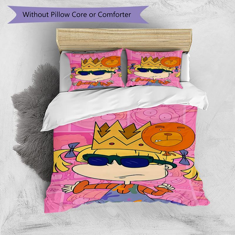 3pcs Rugrats in paris4 Design Cover Set - HD Printed Bedding with 1 Cover and 2 Pillowcases - Perfect for Home and Dorm Decor