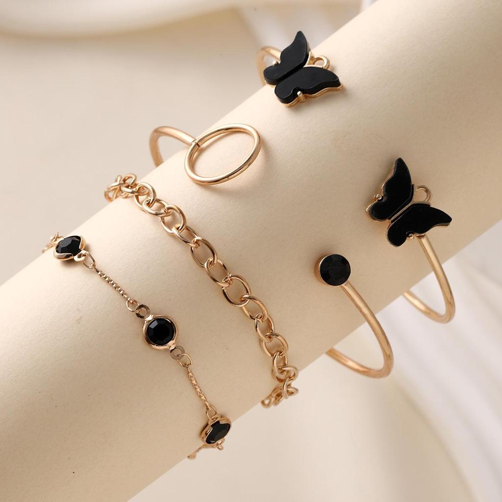Elegantes mehrlagiges Schmetterlingsarmband-Set – Luxusschmuck im europäischen und amerikanischen INS-Stil für Damen