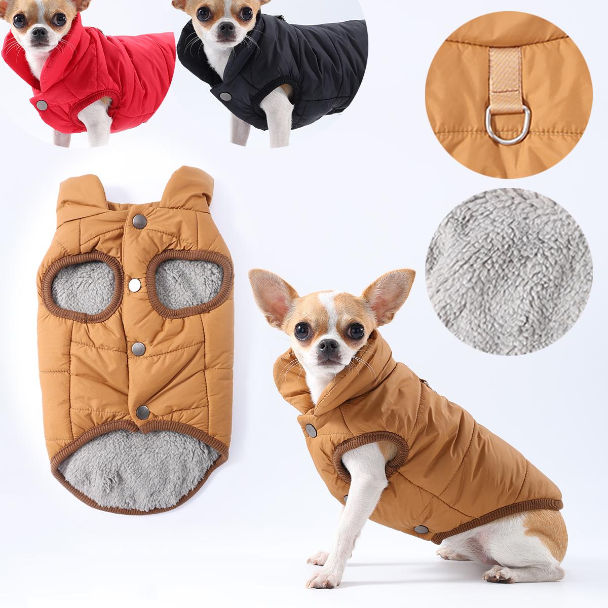 

Autumn Winter Warm Dog Coat Fleece Clothes Windproof Waterproof Pet Jacket with D-ring Puppy Vest Chihuahua Yorkshire Costume for Small Medium Dogs S чорний