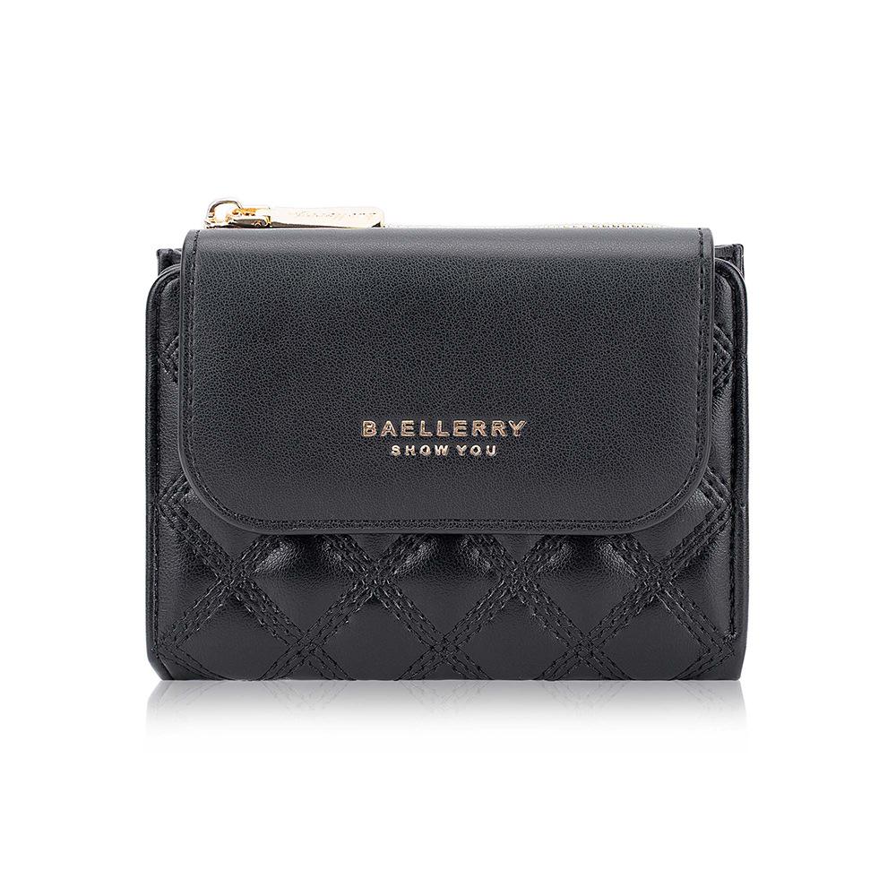 Baellerry Women's Casual Korean Style Short Pu Wallet with Multiple Card Slots Fashion Coin Purse Mini Card Holder
