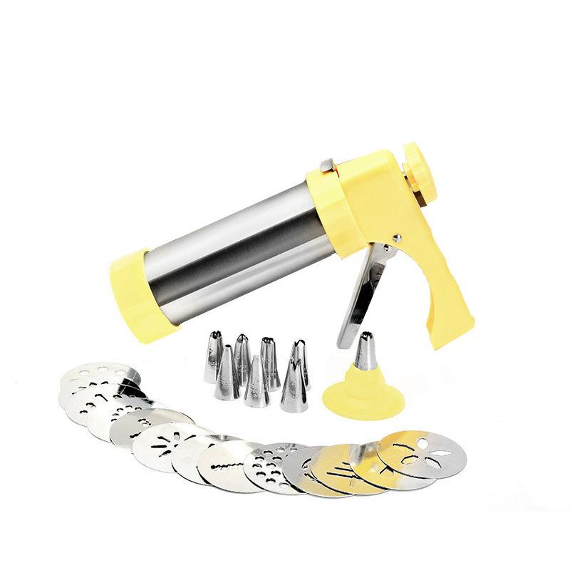 Cookie Press Kit Gun Machine Cookie Making Cake Decoration 13 Press Molds & 8 Pastry Piping Nozzles Cookie Tool Biscuit Maker