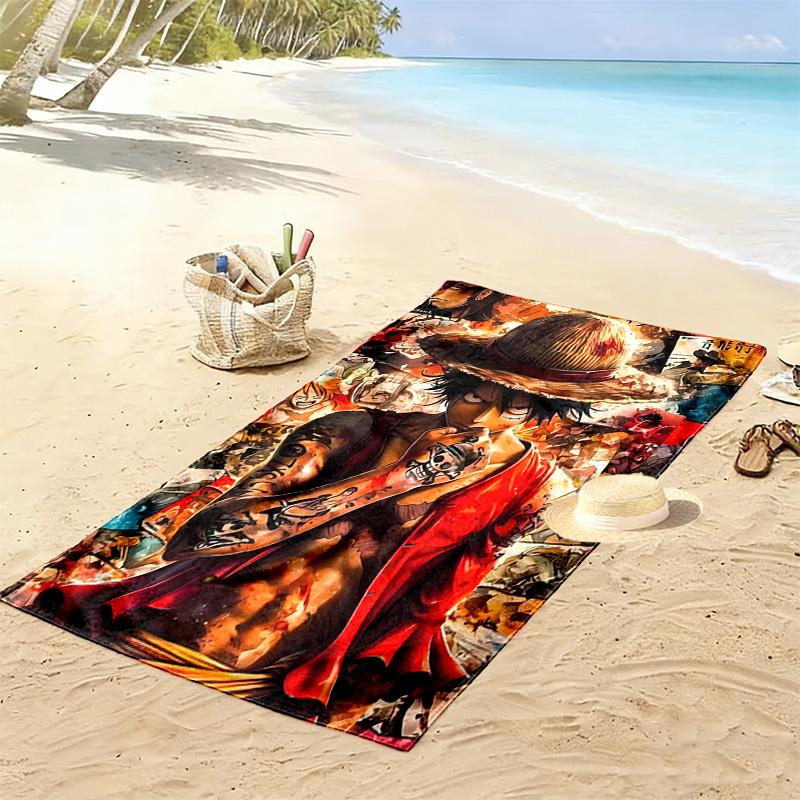 Pirate Anime Print Beach Towel, Large Soft Quick Dry Towel for Beach Camping Swimming