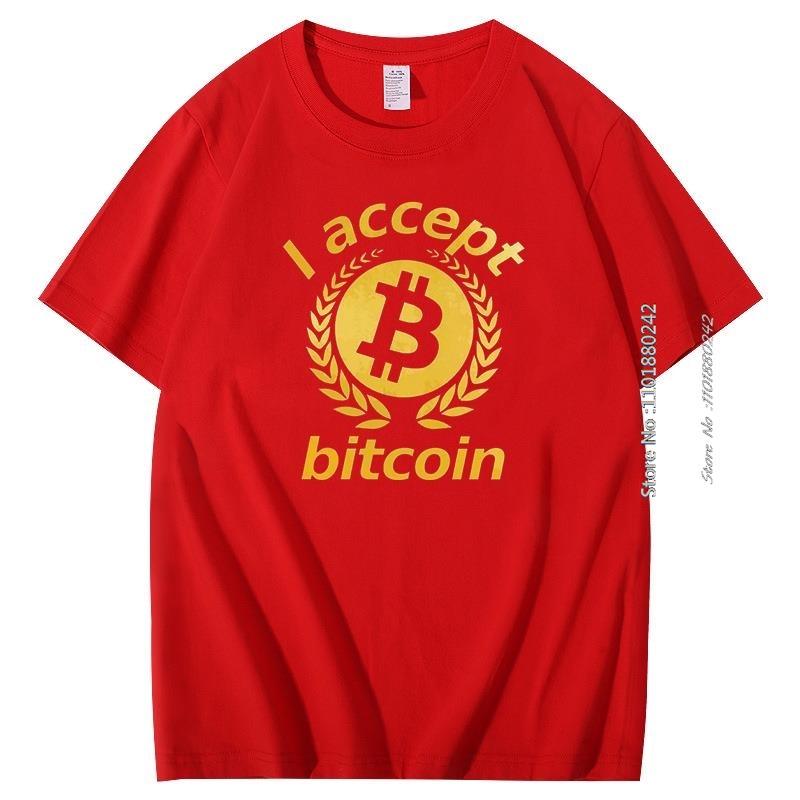 Accept I Bitcoin Short Sleeve Tshirt Graphic T Shirts Btc Cryptocurrency Crypto Blockchain Summer Streetwear Mens Clothing