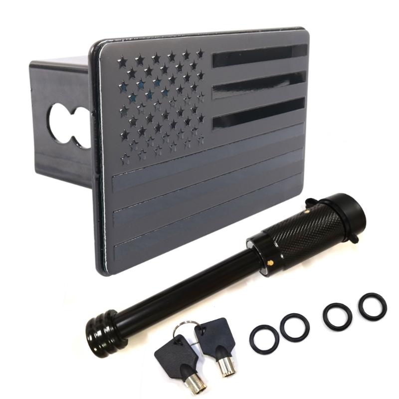 

2 Inch Trailer Hitch Receiver Cover Anti Theft Locking Kit With American Flag Design And Noise Reducing Foam Rings For T 1