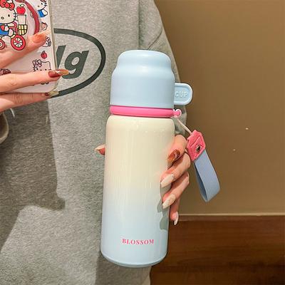 Simple Thermos Cup for Women New Style Beautiful and Cute Portable Stainless Steel Water Cup with Lid When Going Out