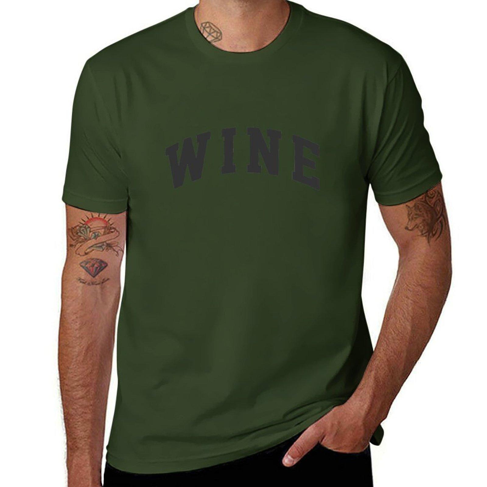 

WINE University Tshirt tops vintage plain white t shirts men 4XL