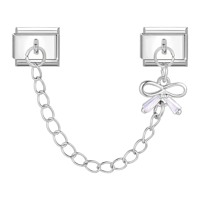 Flowers Moon Star Butterfly Heart Zircon Tassel Chain Italian Charm Links Fit 9mm Bracelet Stainless Steel DIY Jewelry Making