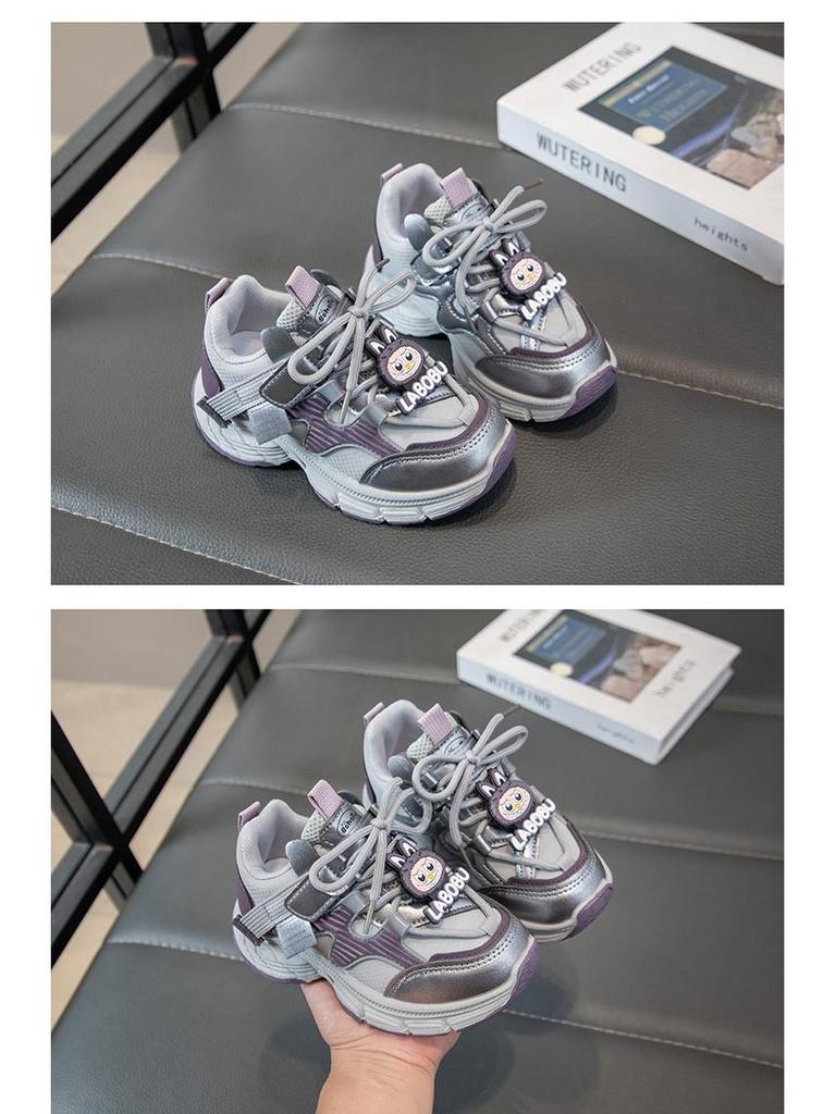 Children's Cartoon Fleece-Lined Sports Shoes, Soft Sole, New for 2025 Autumn/Winter, Unisex Casual Running Sneakers.