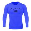 Men Long Sleeves Letter Printed T-Shirt Fitness Tees Outdoor Sport Running Climbing Tights Bodybuilding Muscle Gym Train Compression Shirt