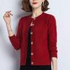 2023 New Autumn Fashion Solid Color Simple Round Neck Panel Button Knitted Cardigan Temperament Commuter Women's Loose Sweater