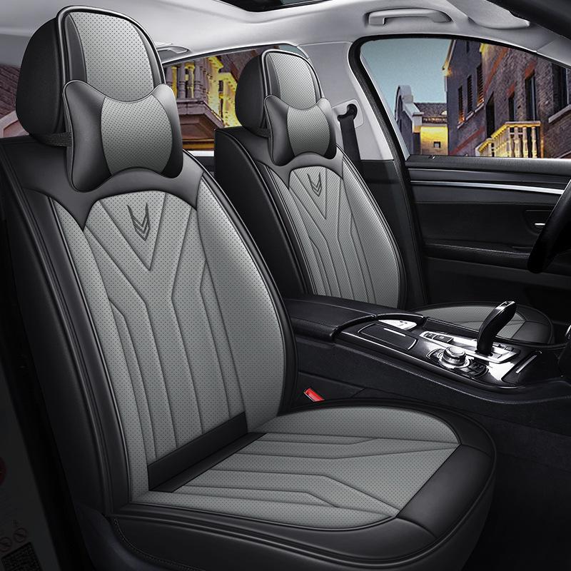 Full 5seats Faux Leather Car Seat Covers | Comfortable Supportive, Universal Fit for Various Models, Sponge Filler, Non-Textile Material