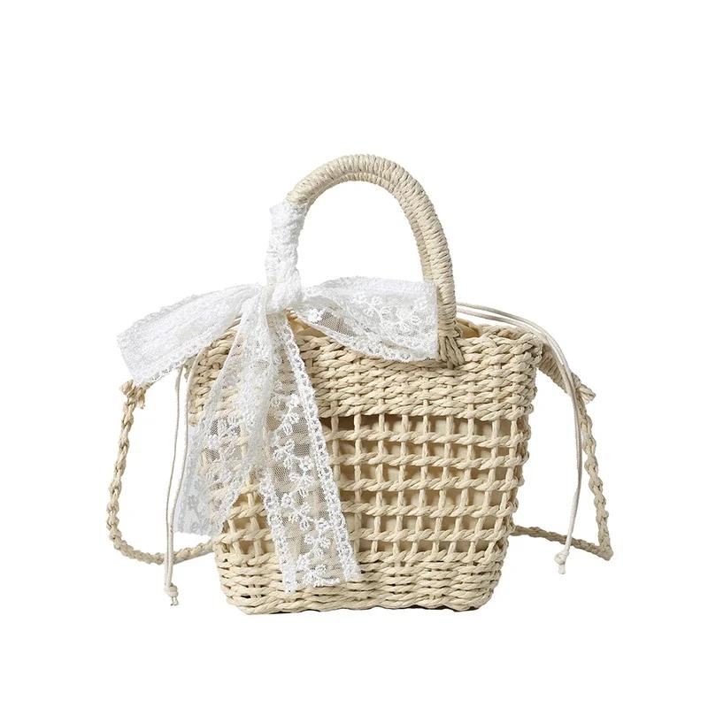 

Полая квадратная соломенная сумка для женщин из свежей ткани, симпатичная сумка через плечо, повседневная мода, оригинальный дизайн, новая